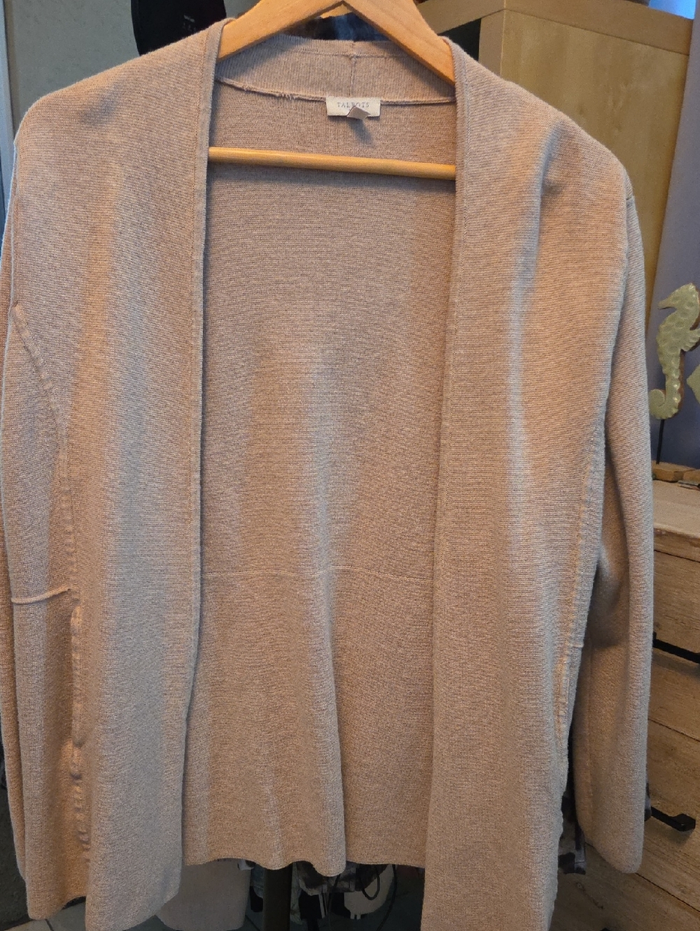 Talbots Light Taupe Open Cardigan Sweater
